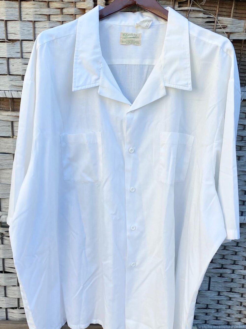 Vintage Charles Alexander Basic White Button Down Shirt Short Sleeve Men's XXL
